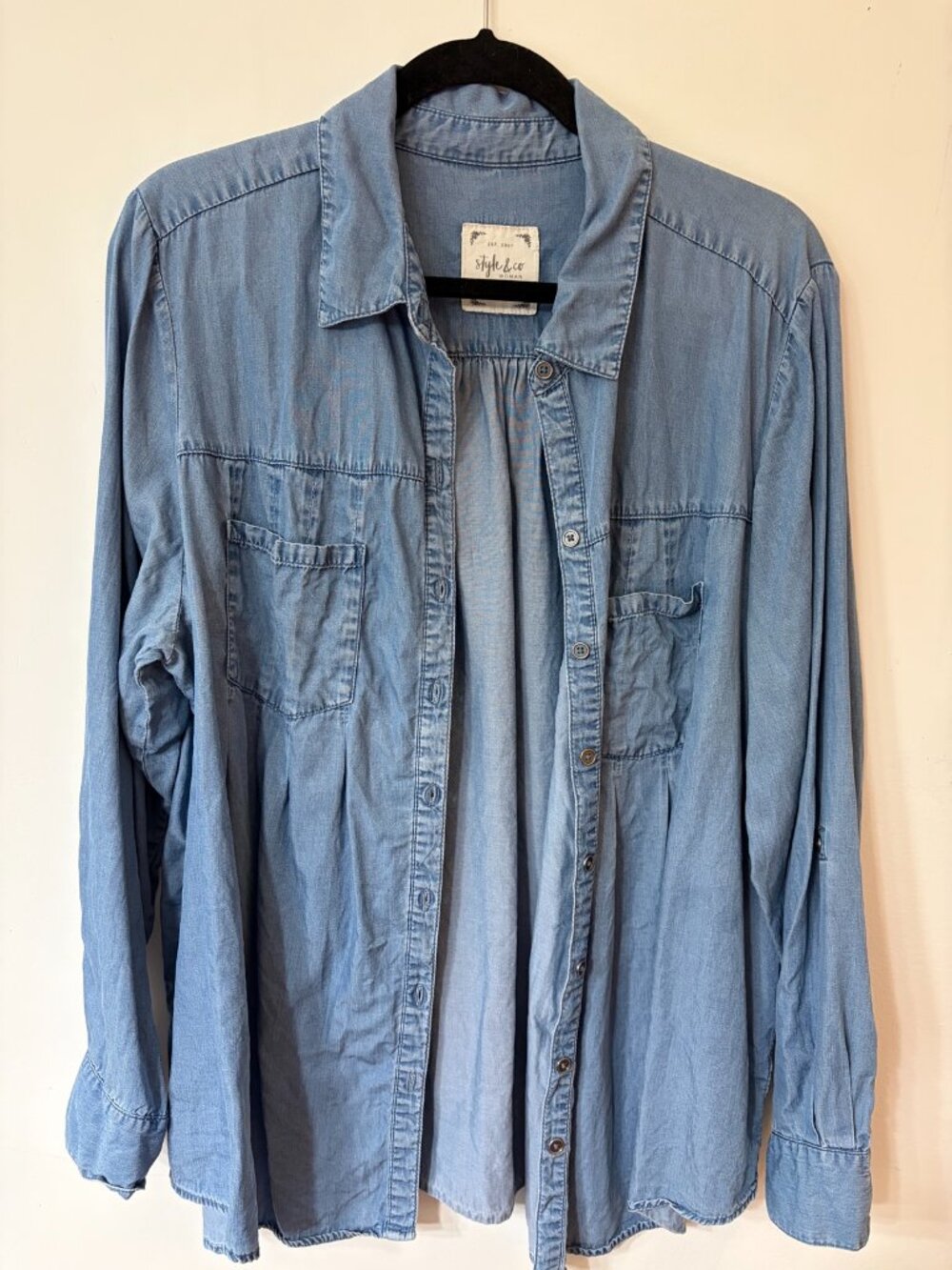 Style & Co Woman Chambray Button-Down Shirt - Size 2X